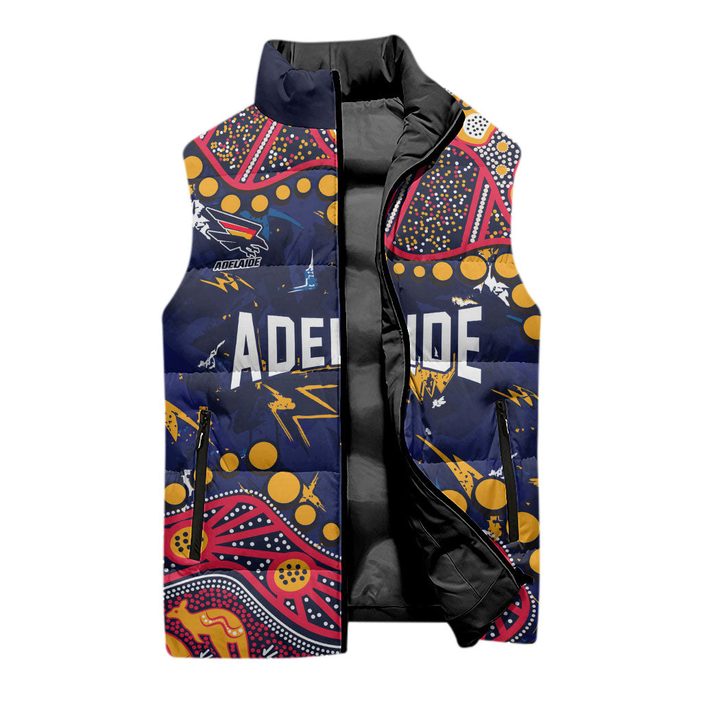 Personalized Adelaide Sleeveless Puffer Jacket Aboriginal Pattern with Graffiti Style