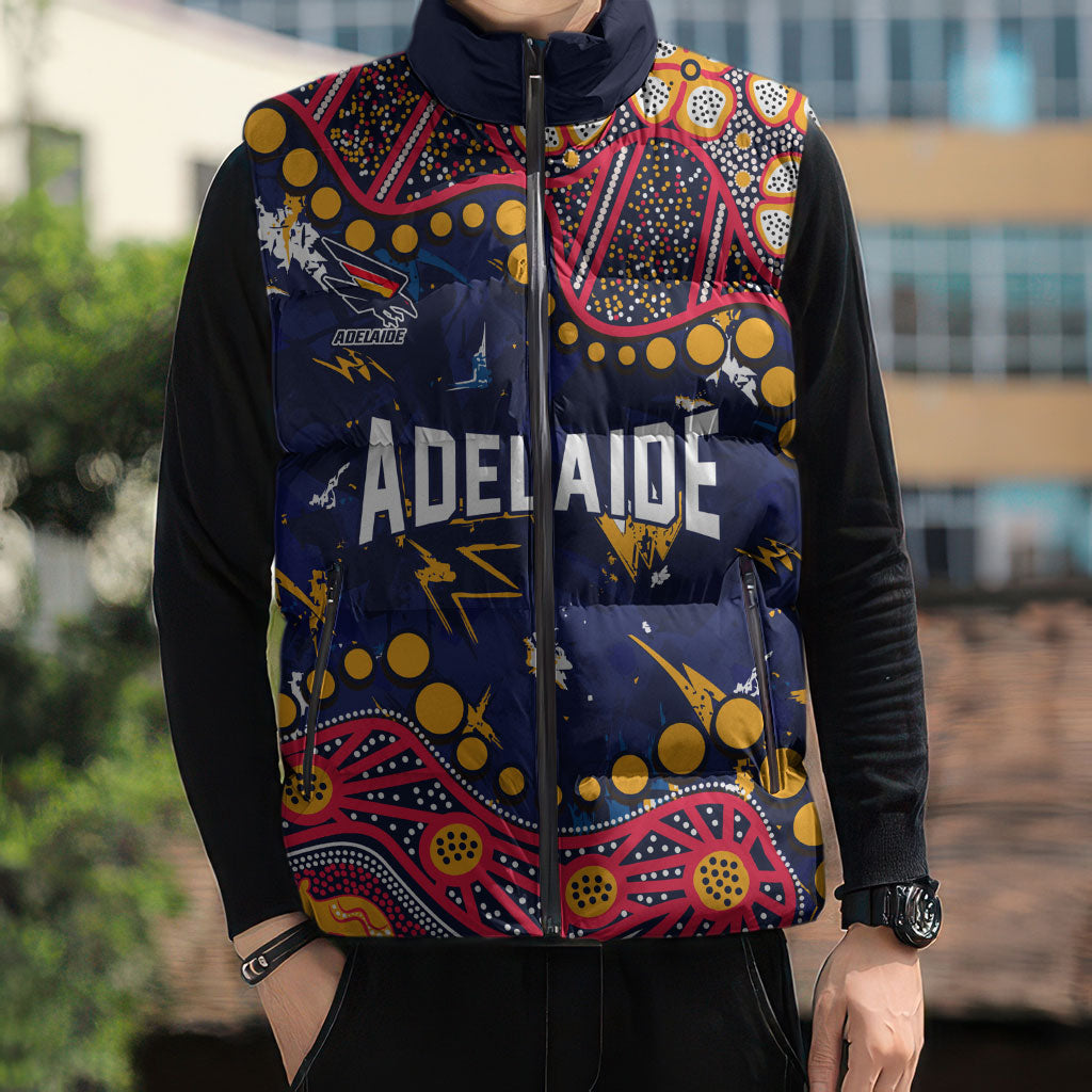Personalized Adelaide Sleeveless Puffer Jacket Aboriginal Pattern with Graffiti Style
