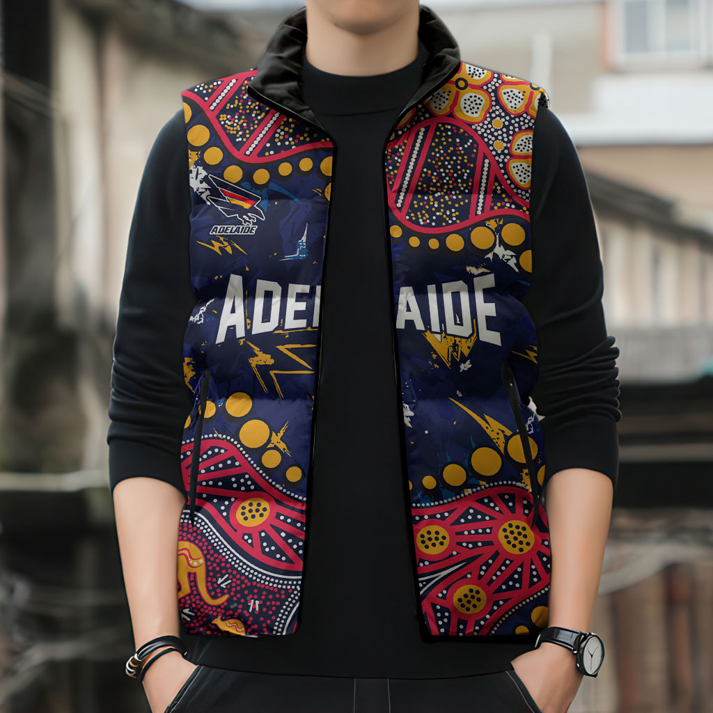 Personalized Adelaide Sleeveless Puffer Jacket Aboriginal Pattern with Graffiti Style