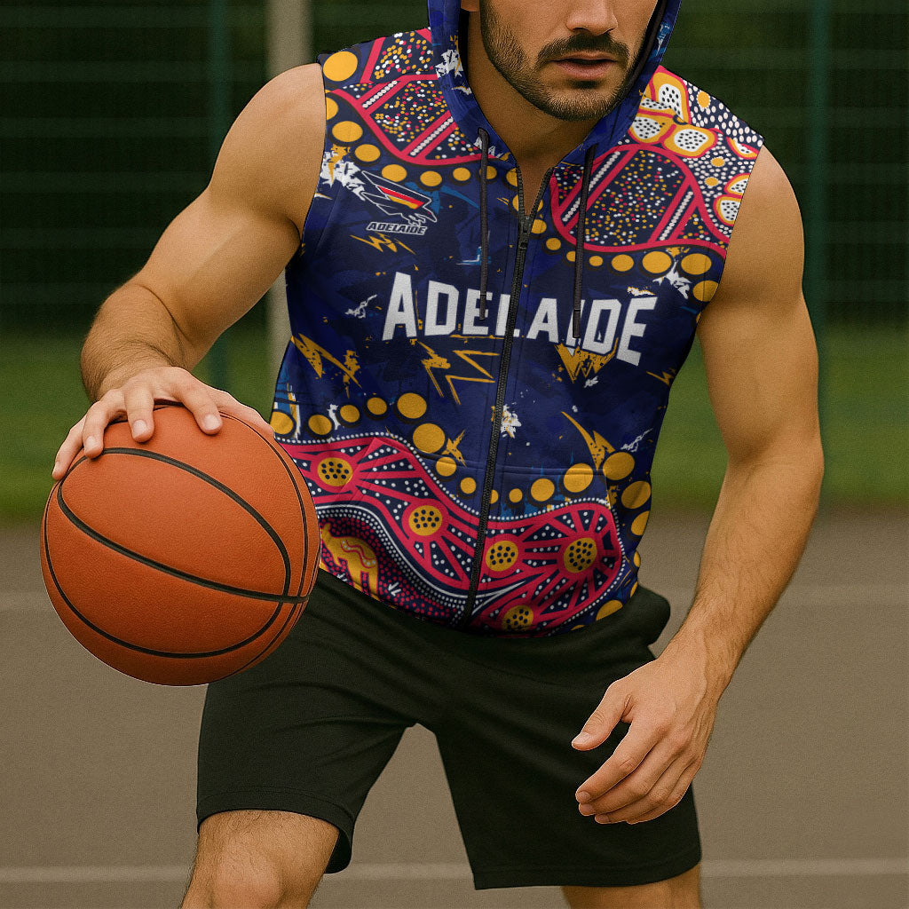 Personalized Adelaide Sleeveless Zip Hoodie Aboriginal Pattern with Graffiti Style