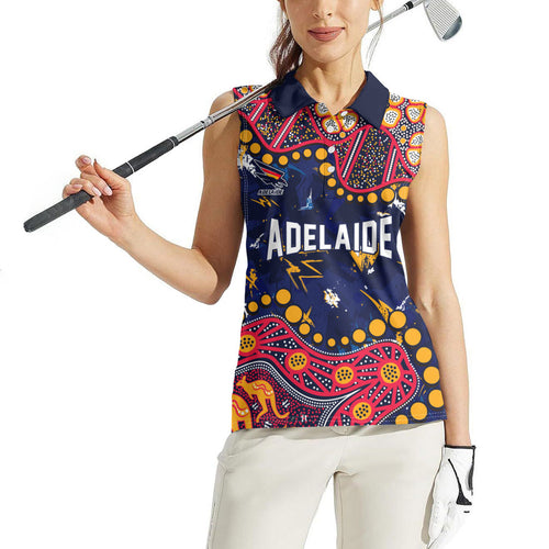 Personalized Adelaide Women Sleeveless Polo Shirt Aboriginal Pattern with Graffiti Style
