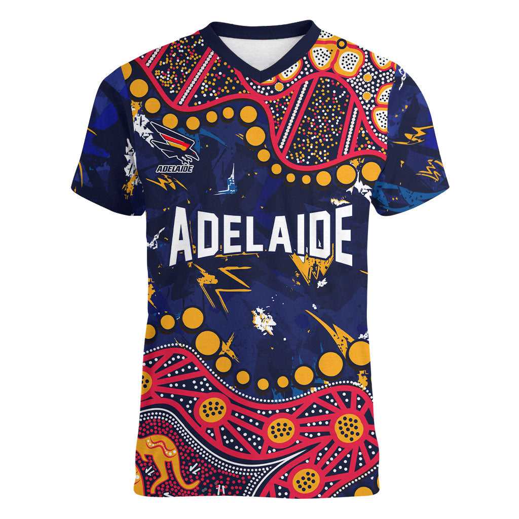 Personalized Adelaide Women V-Neck T-Shirt Aboriginal Pattern with Graffiti Style