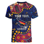 Personalized Adelaide Women V-Neck T-Shirt Aboriginal Pattern with Graffiti Style