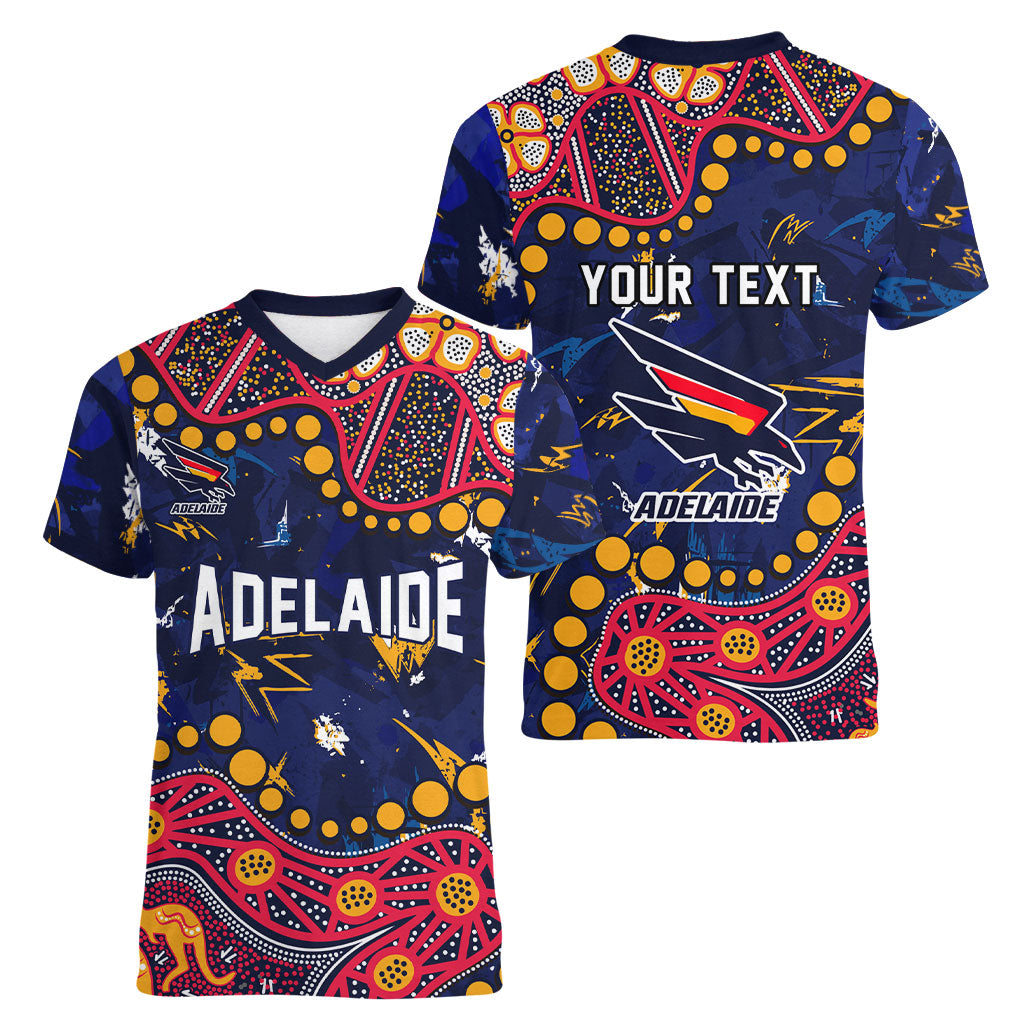Personalized Adelaide Women V-Neck T-Shirt Aboriginal Pattern with Graffiti Style