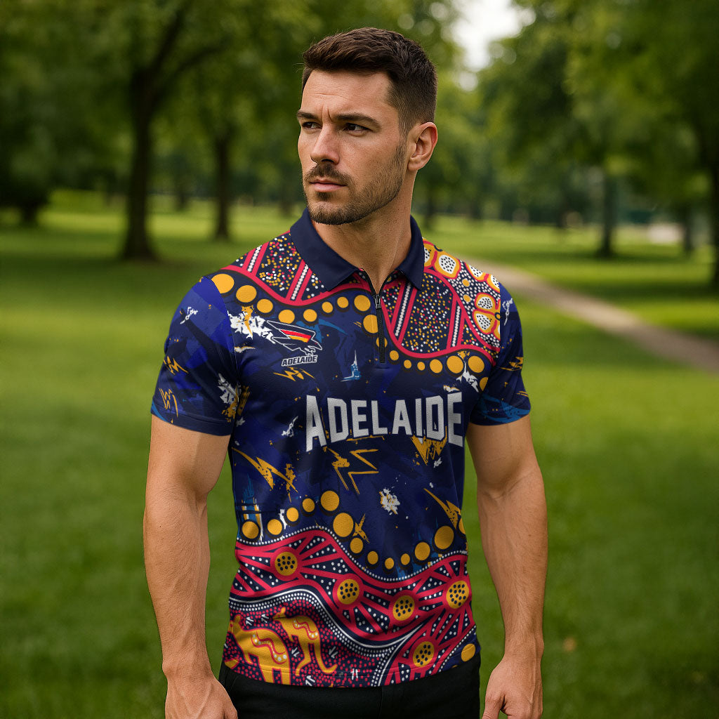 Personalized Adelaide Zipper Polo Shirt Aboriginal Pattern with Graffiti Style