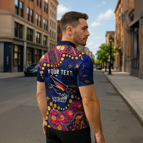 Personalized Adelaide Zipper Polo Shirt Aboriginal Pattern with Graffiti Style