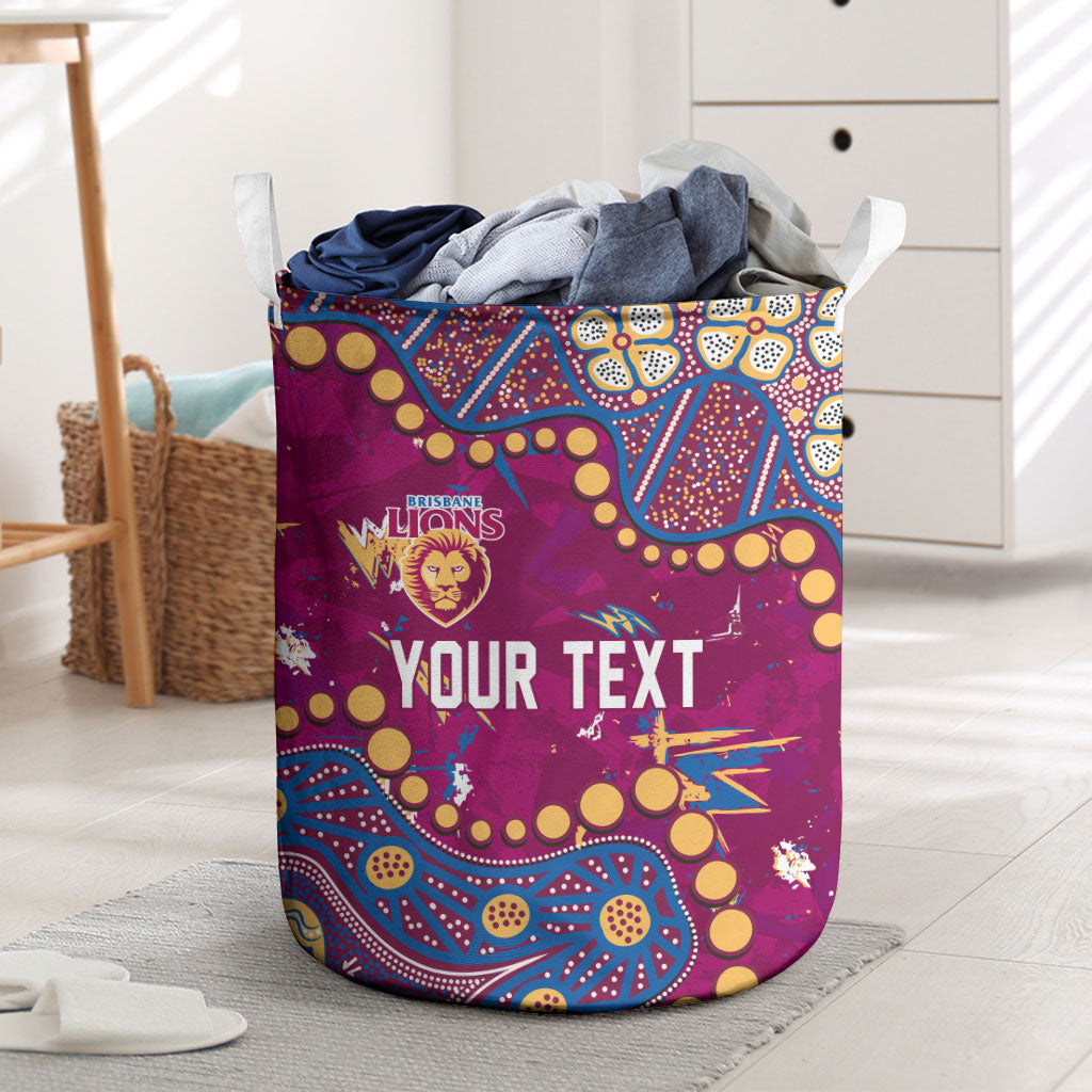 Personalized Brisbane Lions Laundry Basket Aboriginal Pattern with Graffiti Style