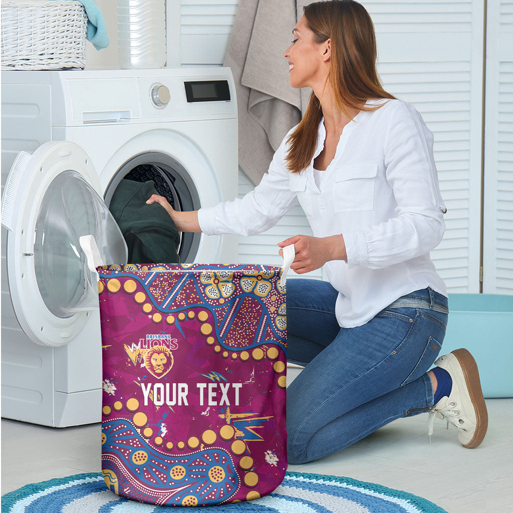 Personalized Brisbane Lions Laundry Basket Aboriginal Pattern with Graffiti Style