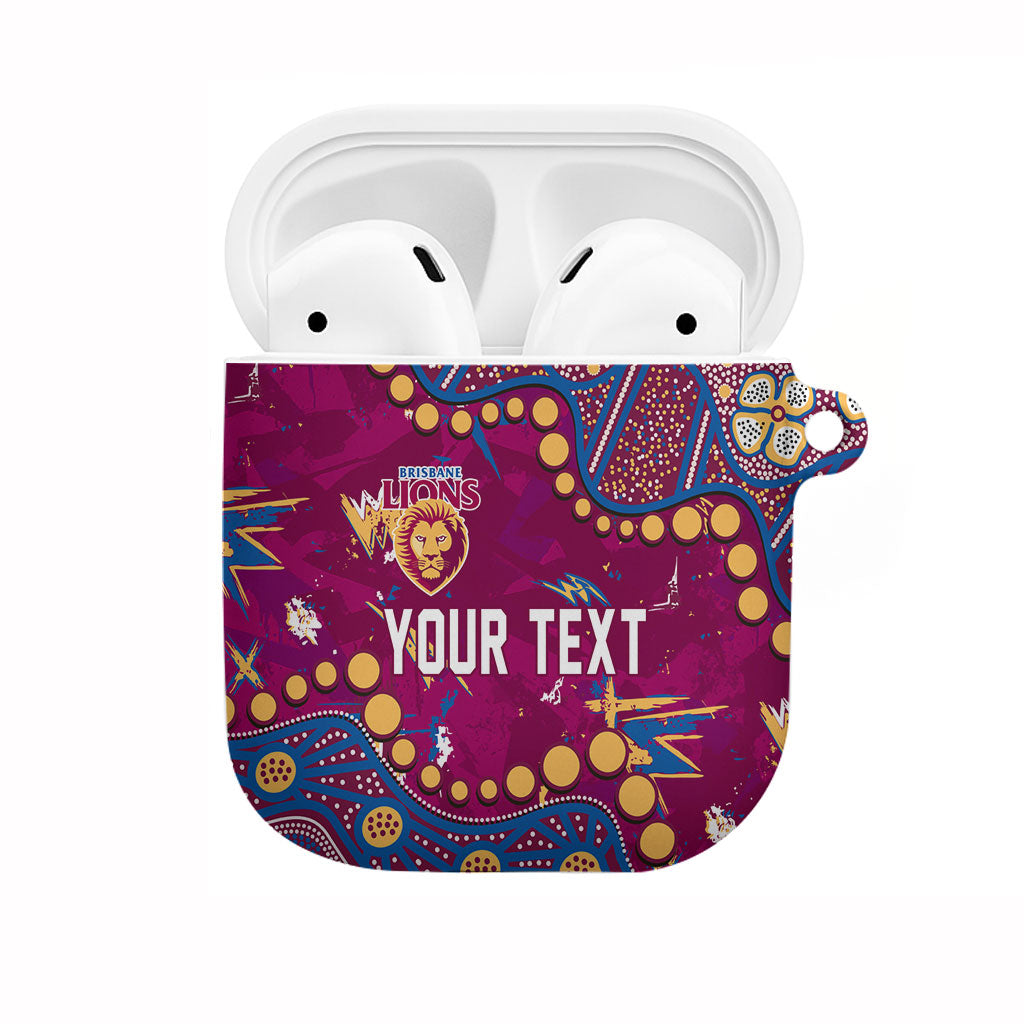 Personalized Brisbane Lions AirPods Case Aboriginal Pattern with Graffiti Style