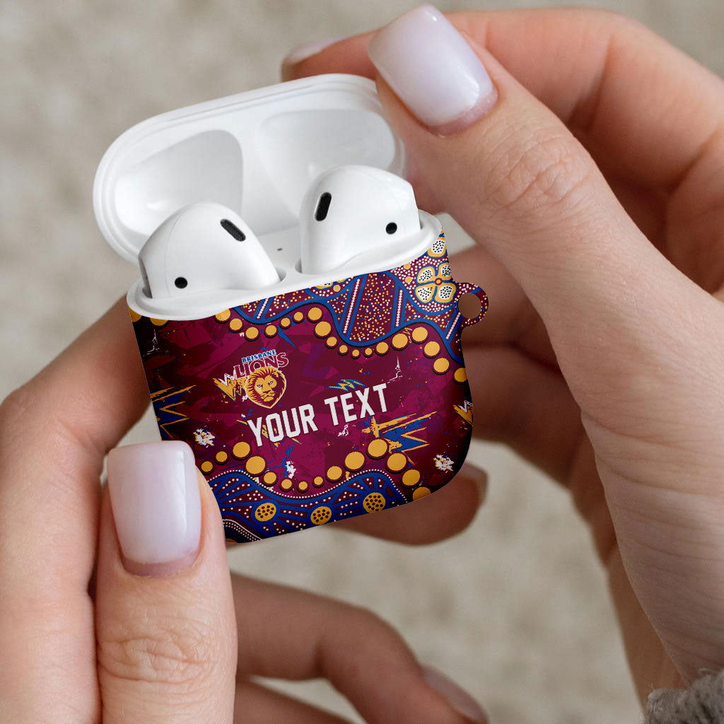 Personalized Brisbane Lions AirPods Case Aboriginal Pattern with Graffiti Style