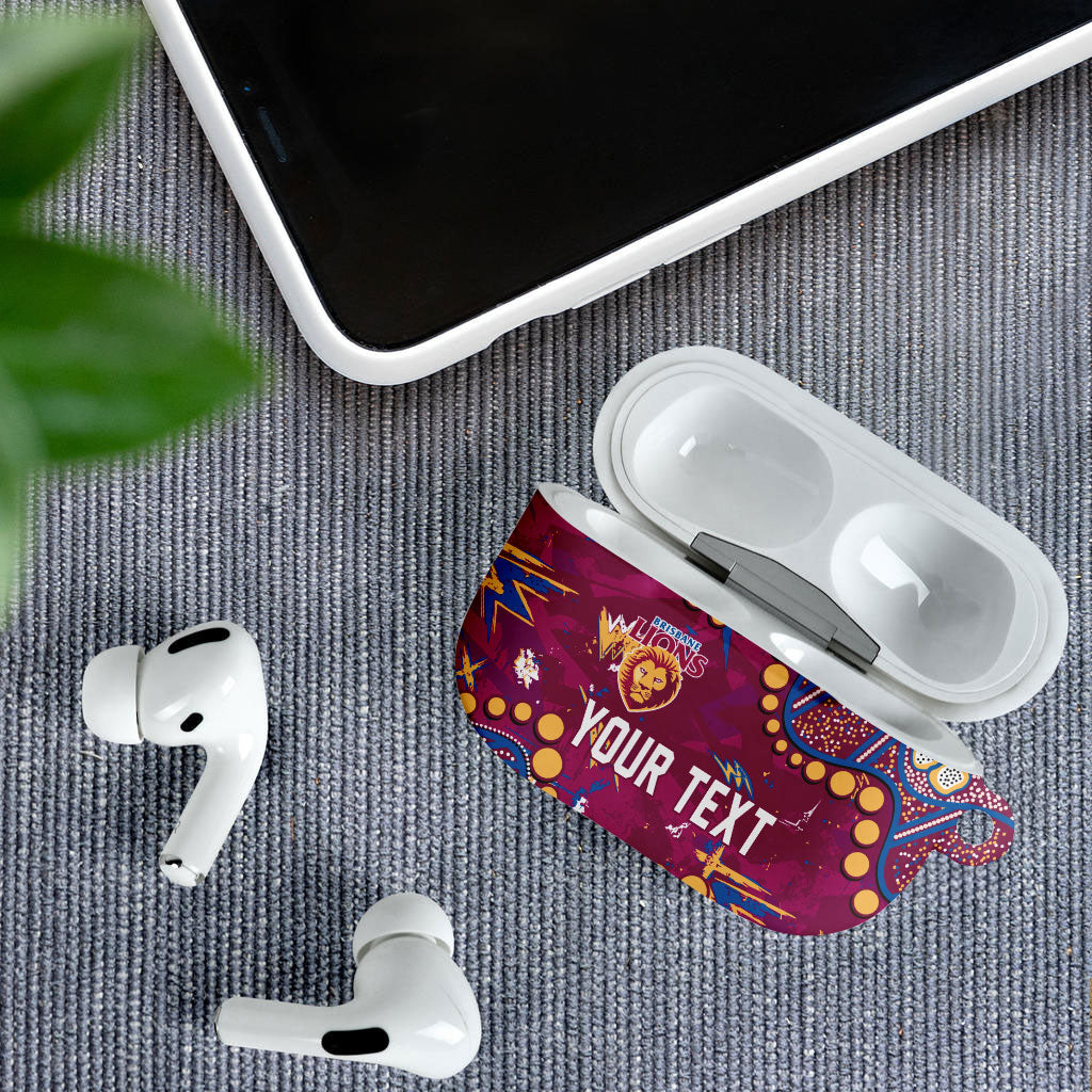 Personalized Brisbane Lions AirPods Case Aboriginal Pattern with Graffiti Style