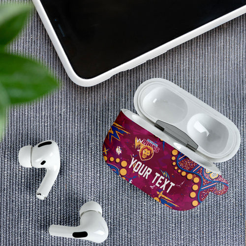Personalized Brisbane Lions AirPods Case Aboriginal Pattern with Graffiti Style