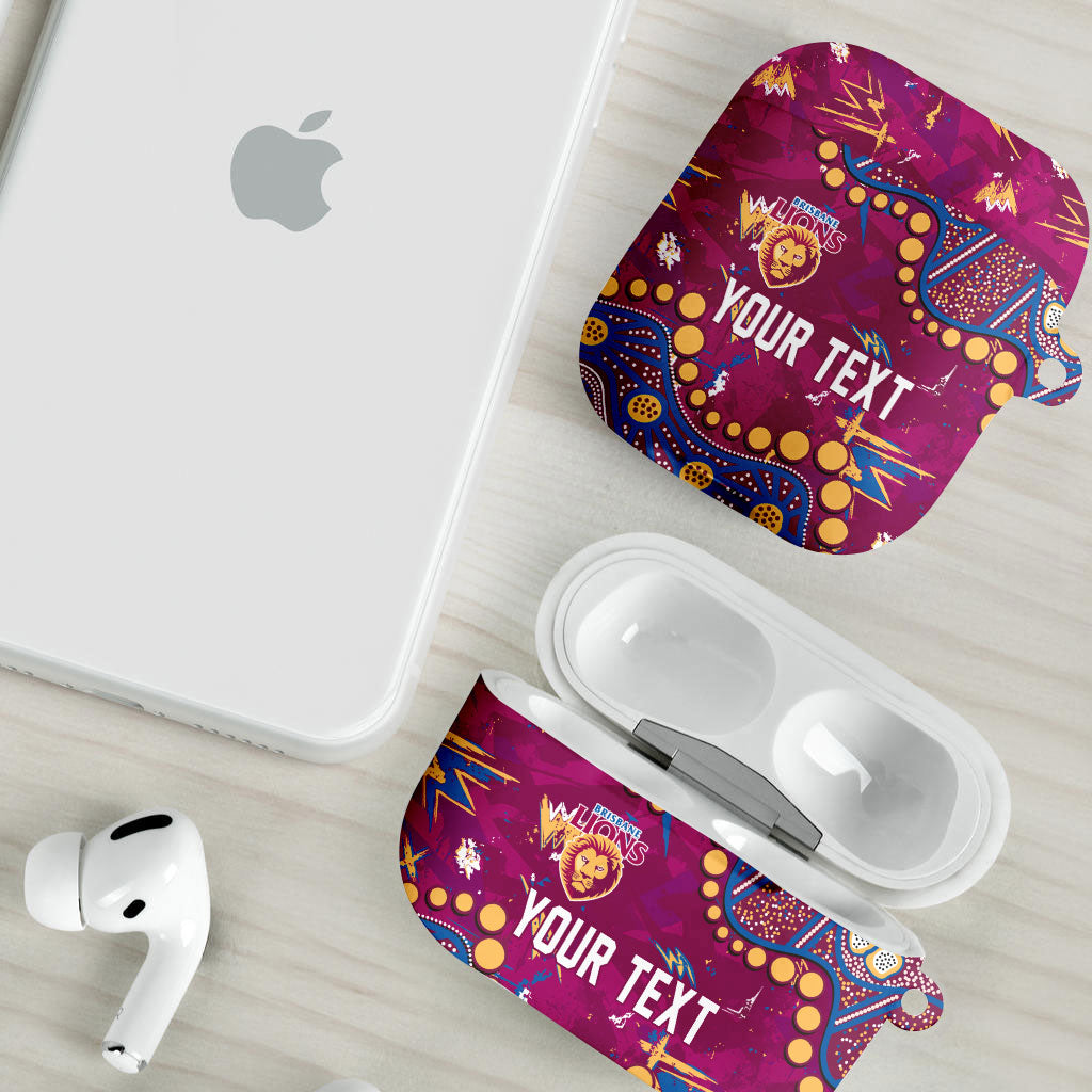 Personalized Brisbane Lions AirPods Case Aboriginal Pattern with Graffiti Style