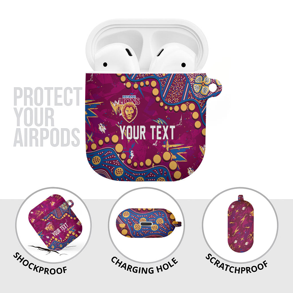 Personalized Brisbane Lions AirPods Case Aboriginal Pattern with Graffiti Style
