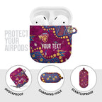 Personalized Brisbane Lions AirPods Case Aboriginal Pattern with Graffiti Style
