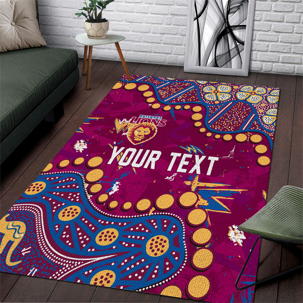 Personalized Brisbane Lions Area Rug Aboriginal Pattern with Graffiti Style