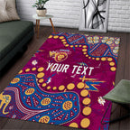 Personalized Brisbane Lions Area Rug Aboriginal Pattern with Graffiti Style