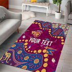 Personalized Brisbane Lions Area Rug Aboriginal Pattern with Graffiti Style