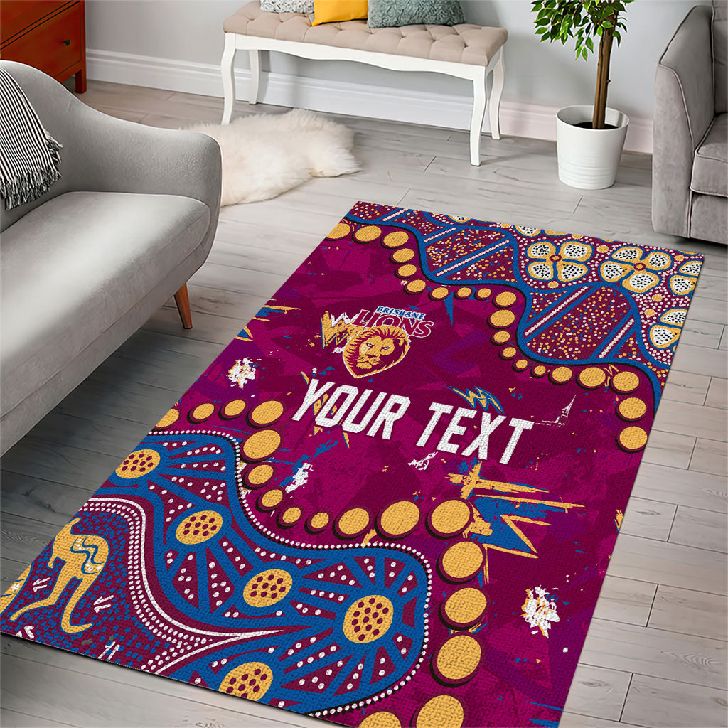 Personalized Brisbane Lions Area Rug Aboriginal Pattern with Graffiti Style