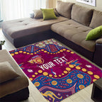 Personalized Brisbane Lions Area Rug Aboriginal Pattern with Graffiti Style