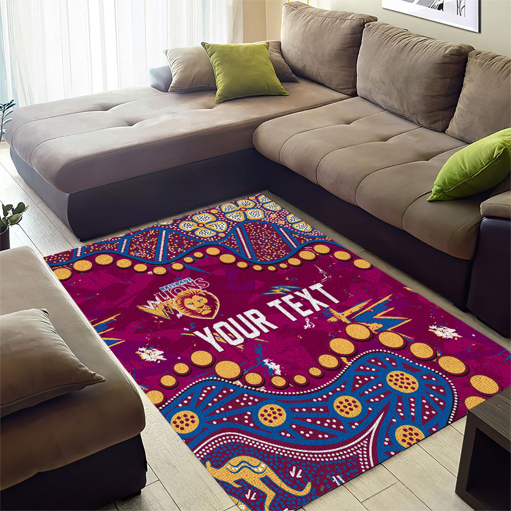 Personalized Brisbane Lions Area Rug Aboriginal Pattern with Graffiti Style