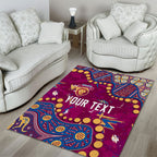 Personalized Brisbane Lions Area Rug Aboriginal Pattern with Graffiti Style