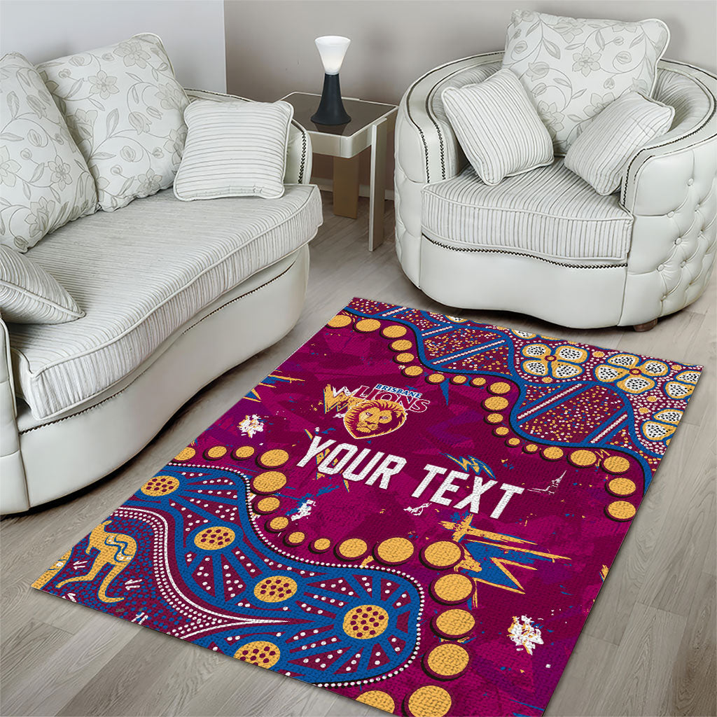 Personalized Brisbane Lions Area Rug Aboriginal Pattern with Graffiti Style
