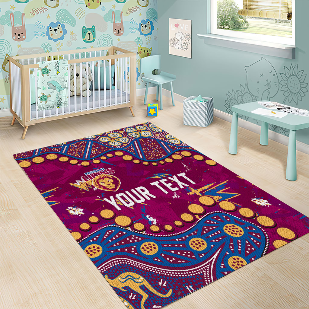 Personalized Brisbane Lions Area Rug Aboriginal Pattern with Graffiti Style