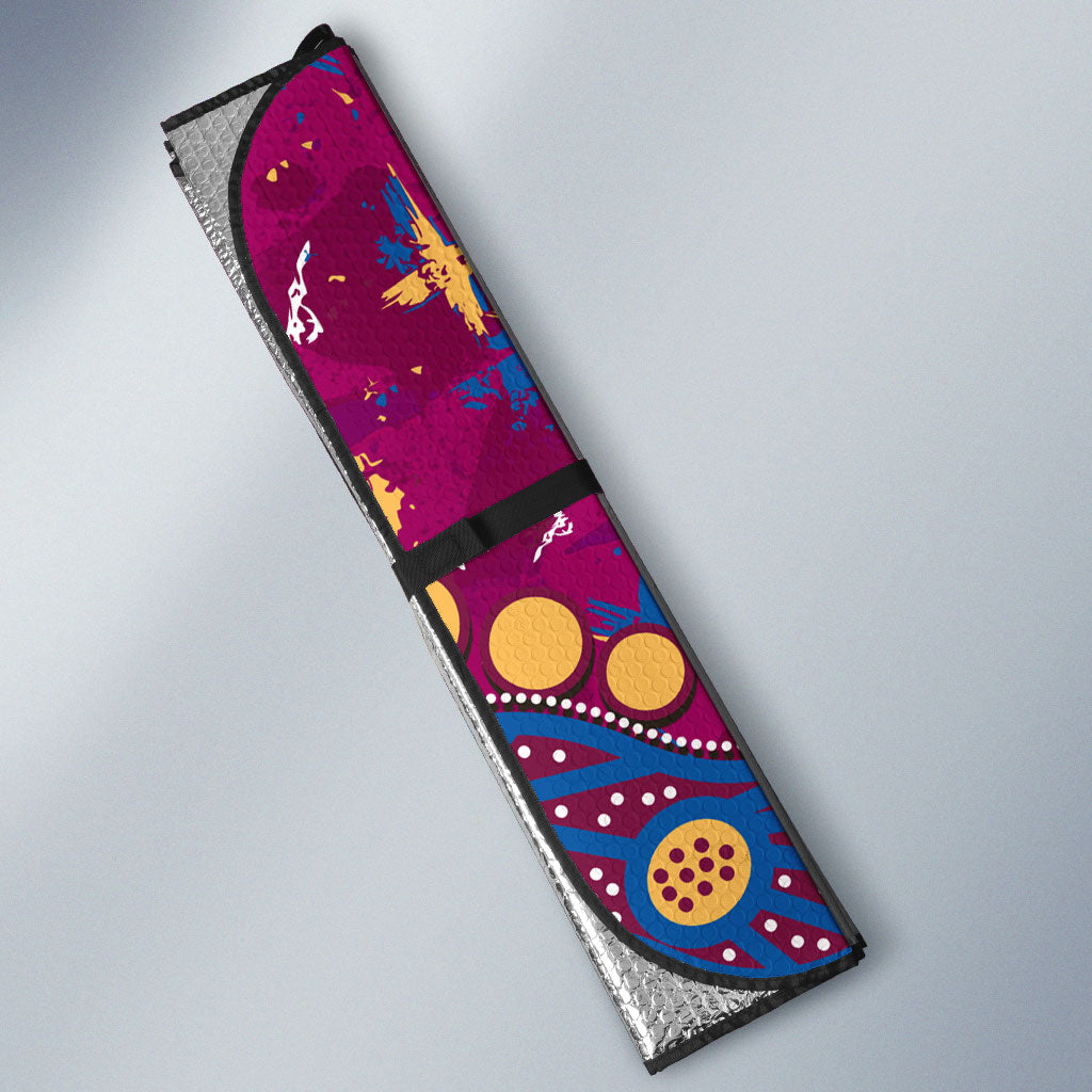 Personalized Brisbane Lions Auto Sun Shade Aboriginal Pattern with Graffiti Style