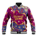 Personalized Brisbane Lions Baseball Jacket Aboriginal Pattern with Graffiti Style