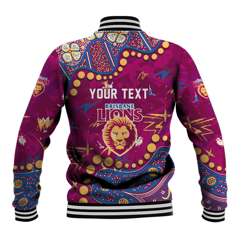 Personalized Brisbane Lions Baseball Jacket Aboriginal Pattern with Graffiti Style