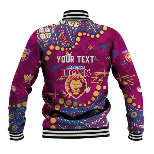 Personalized Brisbane Lions Baseball Jacket Aboriginal Pattern with Graffiti Style