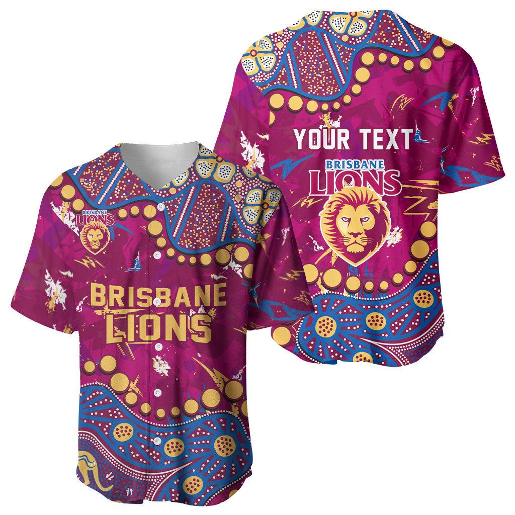 Personalized Brisbane Lions Baseball Jersey Aboriginal Pattern with Graffiti Style