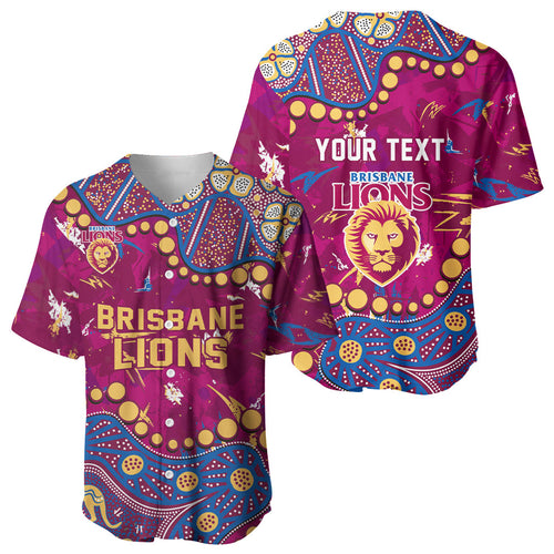 Personalized Brisbane Lions Baseball Jersey Aboriginal Pattern with Graffiti Style