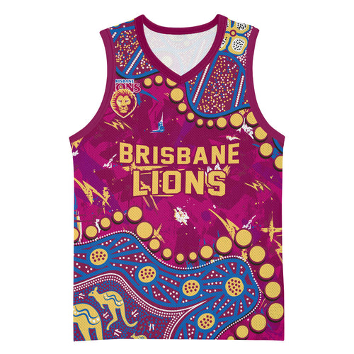 Personalized Brisbane Lions Basketball Jersey Aboriginal Pattern with Graffiti Style
