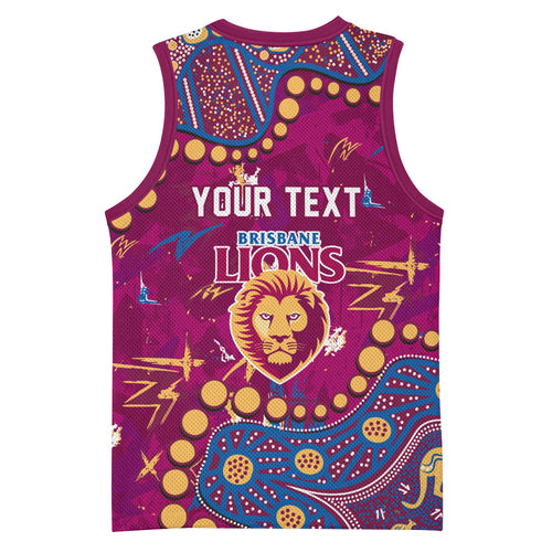 Personalized Brisbane Lions Basketball Jersey Aboriginal Pattern with Graffiti Style