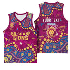 Personalized Brisbane Lions Basketball Jersey Aboriginal Pattern with Graffiti Style