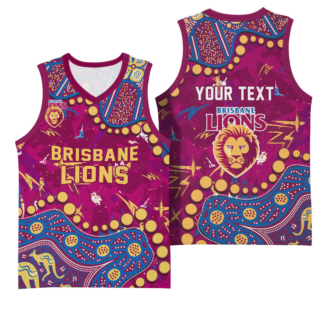 Personalized Brisbane Lions Basketball Jersey Aboriginal Pattern with Graffiti Style
