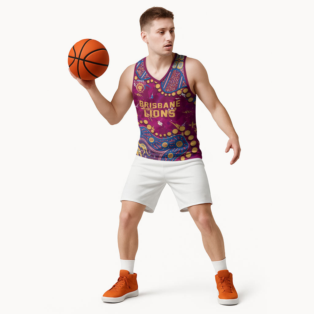 Personalized Brisbane Lions Basketball Jersey Aboriginal Pattern with Graffiti Style