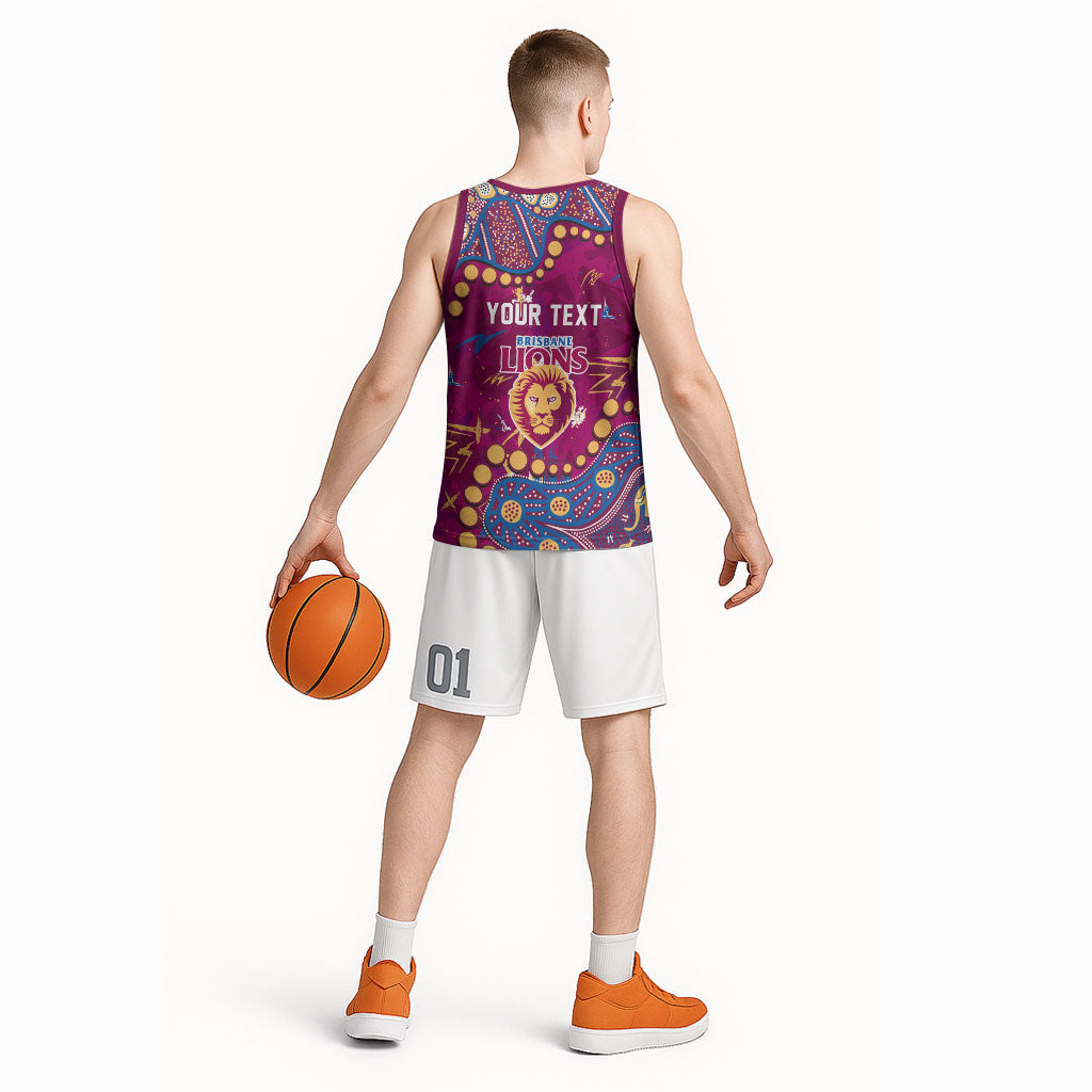 Personalized Brisbane Lions Basketball Jersey Aboriginal Pattern with Graffiti Style