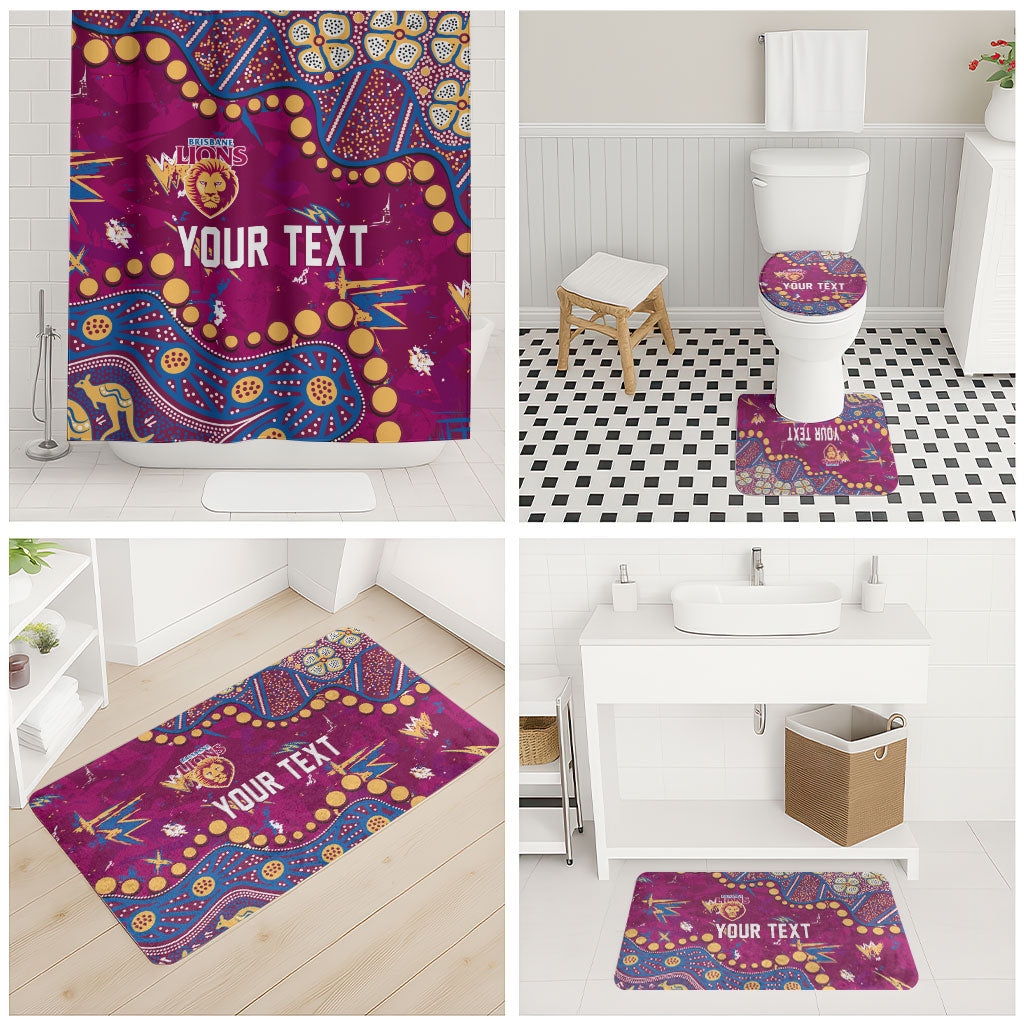 Personalized Brisbane Lions Bathroom Set Aboriginal Pattern with Graffiti Style