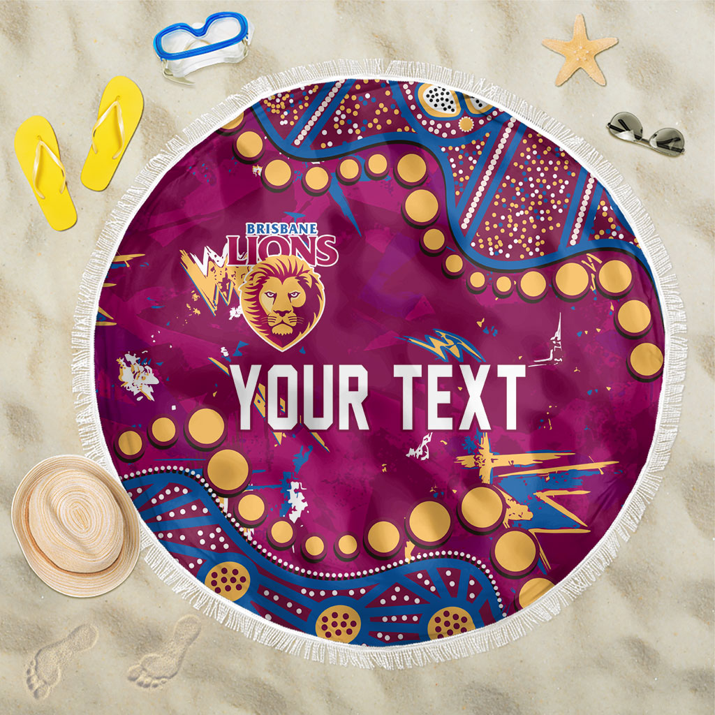 Personalized Brisbane Lions Beach Blanket Aboriginal Pattern with Graffiti Style