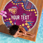Personalized Brisbane Lions Beach Blanket Aboriginal Pattern with Graffiti Style