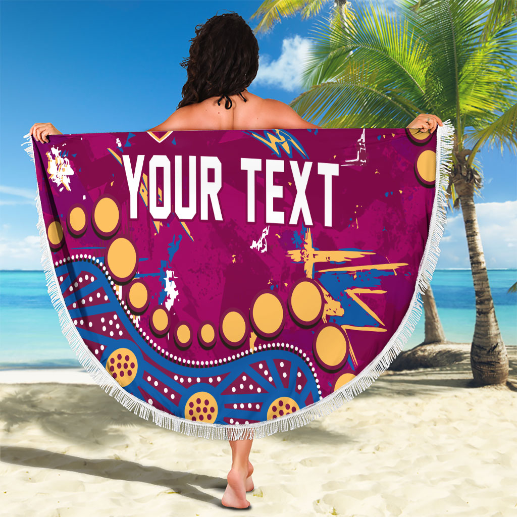 Personalized Brisbane Lions Beach Blanket Aboriginal Pattern with Graffiti Style