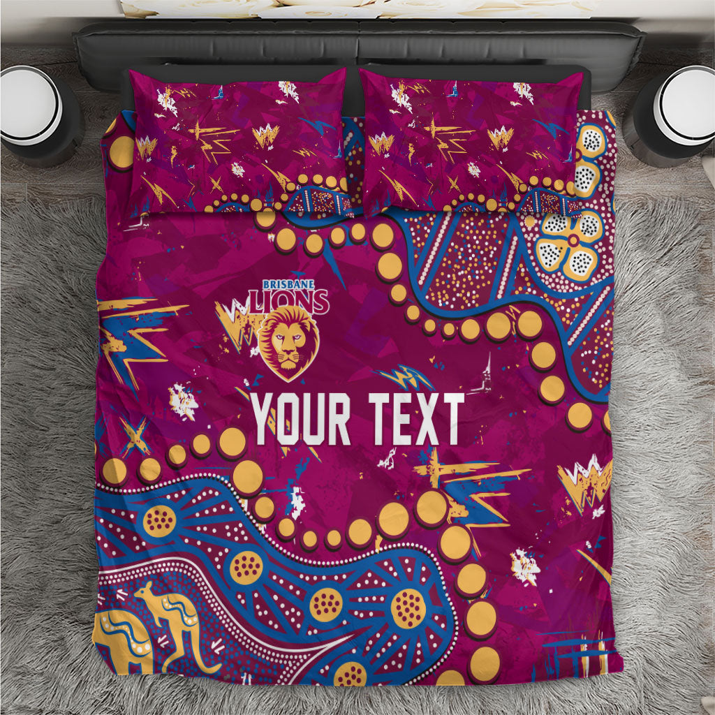 Personalized Brisbane Lions Bedding Set Aboriginal Pattern with Graffiti Style