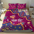 Personalized Brisbane Lions Bedding Set Aboriginal Pattern with Graffiti Style