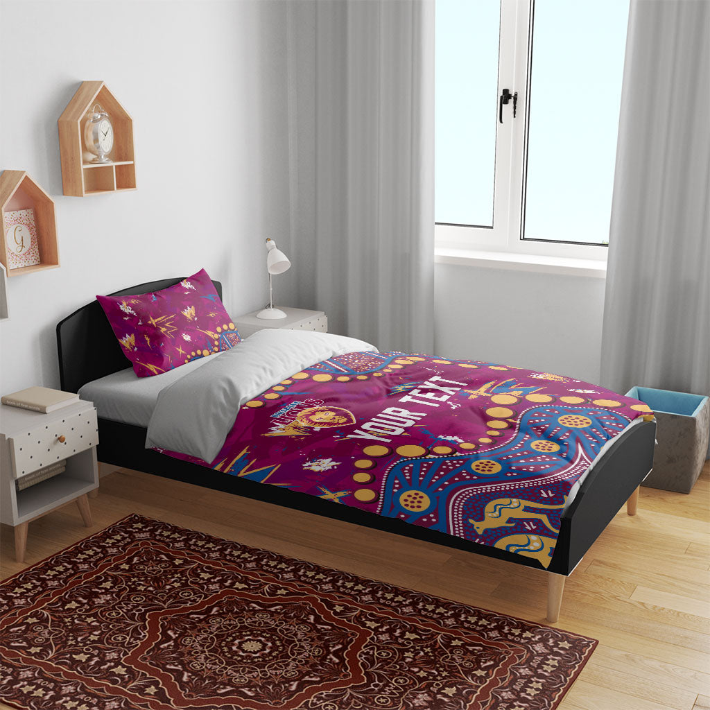 Personalized Brisbane Lions Bedding Set Aboriginal Pattern with Graffiti Style