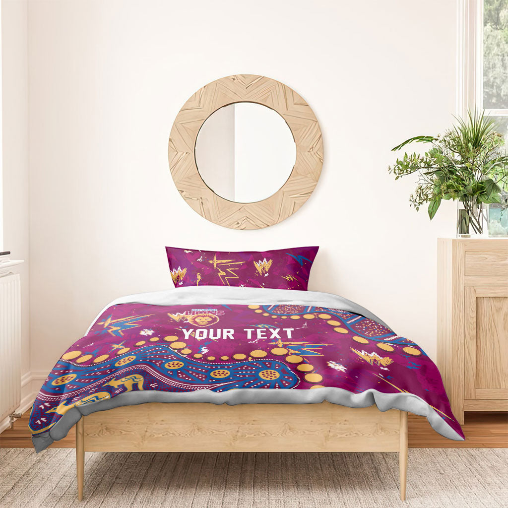 Personalized Brisbane Lions Bedding Set Aboriginal Pattern with Graffiti Style