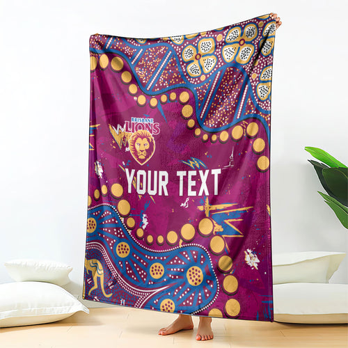 Personalized Brisbane Lions Blanket Aboriginal Pattern with Graffiti Style