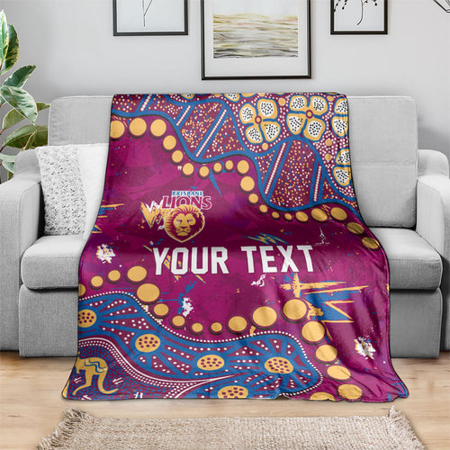 Personalized Brisbane Lions Blanket Aboriginal Pattern with Graffiti Style